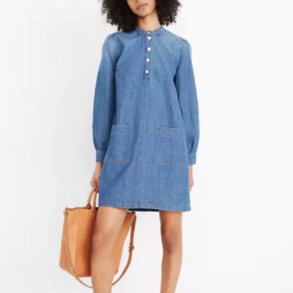 Madewell Denim Patch-Pocket Popover Shirtdress